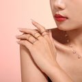 Stackable Slim Bands Wave Pave Channel Stud Metal Rings view 3