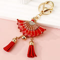 Enamel Folding Fan Keychains in Five Colors with Double Tassels view 12