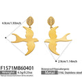 Polished Swallow Drop Earrings With Crystal Leaf Studs view 7