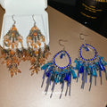 Beaded Teardrop Fringe Hook Earrings In Two Colorways view 2