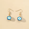 Gold Tone Double Sided Blue Evil Eye Hook Earrings view 3