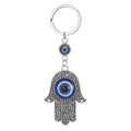 Silver Tone Filigree Hamsa Blue Evil Eye Split Ring Keychain view 4