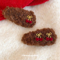 Brown Curly Flock Cherry BB Hair Clips One Two Styles view 3