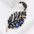 Curled Long Feather Crystal Brooch in Six Metal Colors view 3