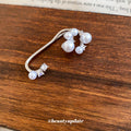 Silver Tone Leaf And Pearl Ear Cuffs With Polished Metal Details view 4
