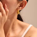 Interlocked Loop Knot Stud Earrings Gold Steel Tone view 3