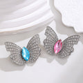 Pink Butterfly Crystal Two Designs Metal Brooch Pin view 5