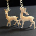 Flocked Spotted Deer Keychains in Two Poses with Silver Tone Rings view 5