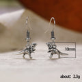 Antique Silver Tone Tiny Dinosaur Charm Dangle Earrings view 5