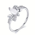 Crescent Moon Marquise White Stone Ring Gold White Metal view 2