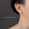 Gold Tone Blue Yellow Painted Butterfly Stud Earrings For Women view 2