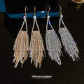 Crystal Triangle Fringe Hook Earrings with Polished Metal Details view 4