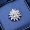 Clear Zircon Snowflake Flower Brooch Gold or Silver view 7
