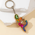 Beaded Rainbow Rhinestone Keychain With Gold-Tone Trim view 2
