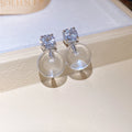 Clear Orb and Crystal Drop Stud Earrings Fashion Jewelry view 6