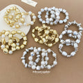Irregular Metal Nugget Pearl Stretch Bracelet Sets view 4