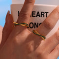 Gold Open Twist Pearl Crystal Rings Sizes Six To Eight view 3