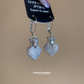 Silver Tone Crystal Heart Drop Huggie Earrings With Crown Detail view 4