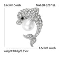 Crystal Dolphin Brooch with Pearl Accent in Two Tones view 7