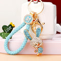 Jeweled Long Ear Rabbit Keychains with Three Braided Loop Styles view 3
