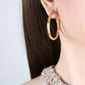 Twisted Texture Hoop Earrings Gold Steel Three Sizes view 9