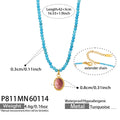 Turquoise Bead Necklaces Pink Stone and Evil Eye Pendant view 6