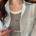 Silver Flower Pendant And Baroque Pearl Cord Necklaces view 3