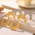 Woven C-Shape Hoop Earrings Gold Silver Copper Plated Pair view 4