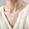 Gold Rice Bead Chain Multicolor Accent Bead Necklace view 6