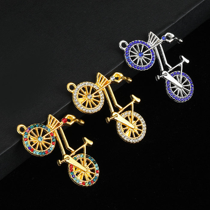 Rhinestone Bicycle Charm Pendant Gold Tone And Silver Tone Five Styles