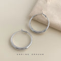Silver Tone Smooth Round Hoop Earrings In Three Graduated Sizes view 7