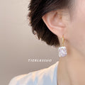 Gold Hook Square Baroque Pearl Drop Earrings Iridescent view 2