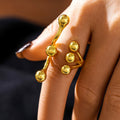 Gold Open Branch Sphere Ball Statement Ring Size 7 view 3