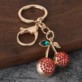 Rhinestone Cherry Metal Keychain Bag Charm Gift Accessory