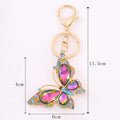 Rhinestone Butterfly Keychain Necklace Gold Tone 9 Colors view 3