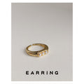 Gold Open Adjustable Three Pearl Face Band Ring Metal view 2