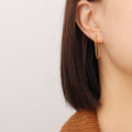 Gold Twisted Bar Chain Loop Tassel Stud Earrings Pair view 6