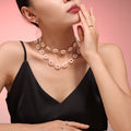 Freshwater Pearl Flower Station Necklace Gold Tone Chain view 3