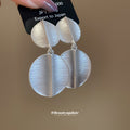 Brushed Metal Triple Disc Drop Stud Earrings Jewelry Pair view 4