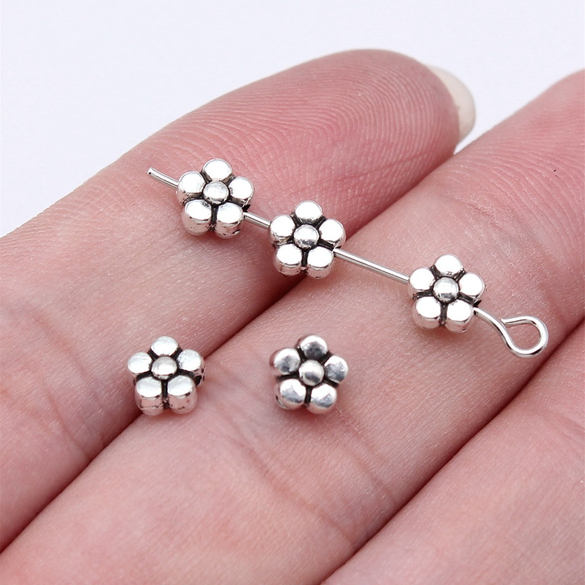 5.7x5.7x3.5mm 0.35g Multi-Color Zinc Alloy Flower Small Hole Spacer Beads for DIY Bracelet Jewelry Making