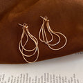 Layered Chain Drop Stud Earrings In Gold And Silver Tones view 6
