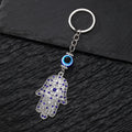 Silver Tone Hamsa Heart and Evil Eye Split Ring Keychains view 6