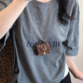 Plush Leopard Mini Bag Pendant Necklace in Three Colors view 3