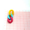 Colorful Matte Chunky Triple Link Chain Stud Earrings view 5