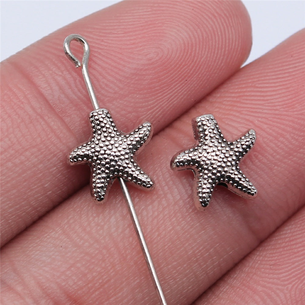 10x10mm 0.75g Antique Silver Zinc Alloy Starfish Loose Metal Beads for Ocean Theme DIY Jewelry
