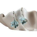Translucent Blue Ginkgo Leaf Silver Tone Hook Earrings view 5