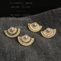 Gold Tone Fan Pearl Stud Earrings In White And Green Shell Styles view 1