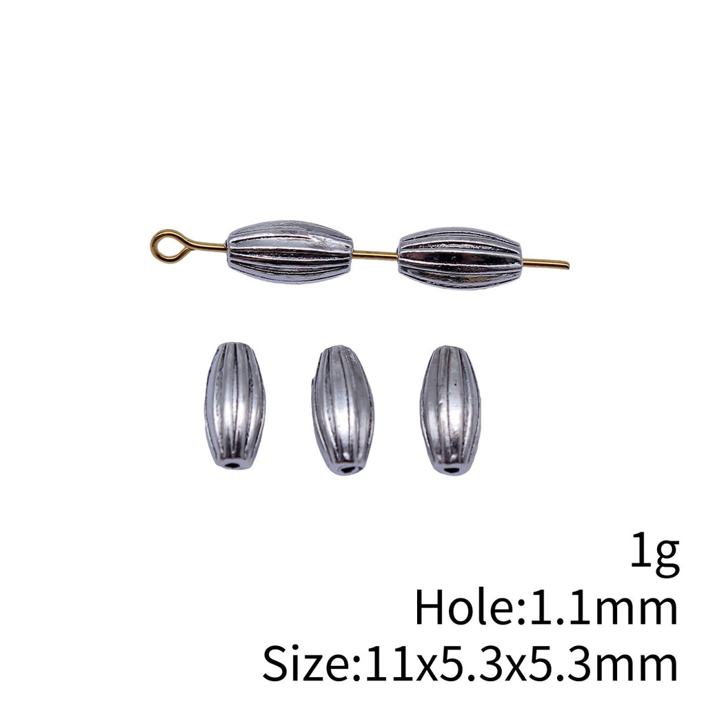 11x5.3x5.3mm 1g Multicolor Zinc Alloy Striped Spacer Beads for Bracelet Necklace Jewelry Making