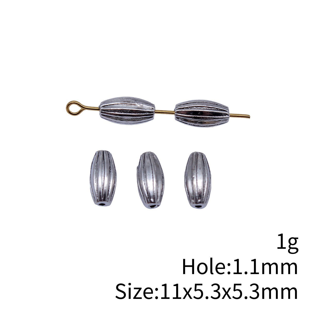 11x5.3x5.3mm 1g Multicolor Zinc Alloy Striped Spacer Beads for Bracelet Necklace Jewelry Making