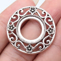 Floral Openwork Round Frame Pendant Jewelry Making Component view 4